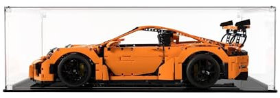 icuanuty Acryl Vitrine für Lego 42056 Technic Porsche 911 GT3 RS, Staubgeschützte Aufbewahrung und Organisation Vitrine für Lego 42156/42083/42143/42096/42115/42143/42172, 63x30x17 cm Nur Vitrine
