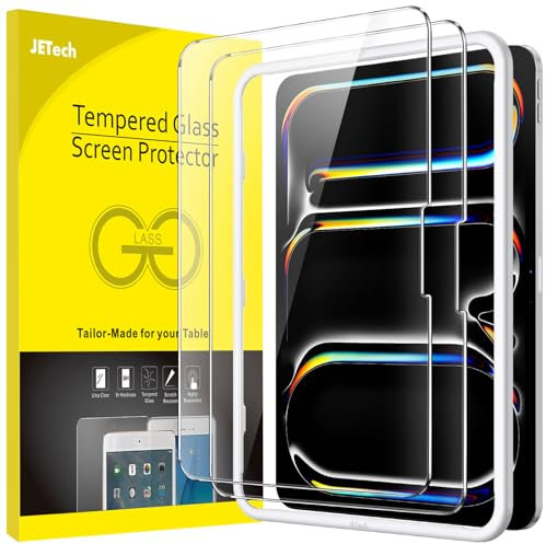 JETech Schutzfolie für iPad Pro 11 Zoll M4 (2024) mit Einfachem Installationsrahmen, Gehärtete Glas Displayschutz, HD Klar, 2 Stück