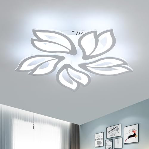 Dorlink LED Ceiling Light, 65W 5850LM Modern Design Ceiling Lighting, 5 Lights Living Room Ceiling Light Acrylic White Flower Fittings Ceilings for Bedroom, Kitchen, Dining Room 6500K Cool White