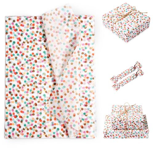 XIHIRCD 30stk 35x50cm Seidenpapier mit Tupfenmuster, Farbiges Geschenkpapier mit Kritzeleien für Geburtstage, Hochzeiten, Partys und Kunsthandwerk