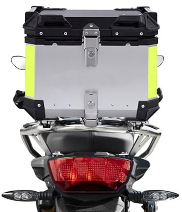 ZYXWLC Aluminium Rollerkoffer Motorrad-Heckkasten Motorradkoffer Helmkoffer Gepäck, Top Case Für Roller, Mofa & Quad 36L 45L 55L 65L 80L 100L(Silver,55L)