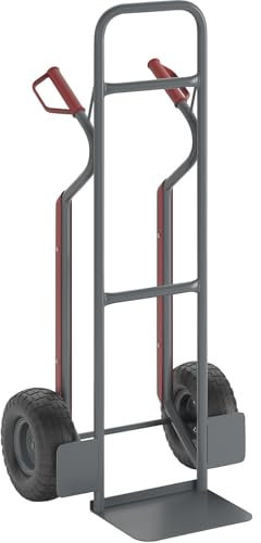 eurokraft | Stahl-Sackkarre | mit Gleitkufen | Tragfähigkeit 150 kg | pannensichere Bereifung