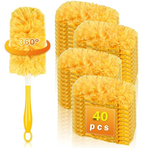 Duster Staubmagnet Nachfüllpack Set,360°für Swif-fer Staubmagnet mit 1 Griff, Parfümfrei 3D Tücher Staubwedel Ersatz für Allergene, Tierhaare, Reinigung, Gegen Staub