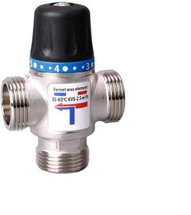 HOHOVYVY Thermostat Mixing Valve, Underfloor Heating Valve, Nickel-Plated Brass Thermostatic Valve, Underfloor Heating Mixing Valve (DN20)