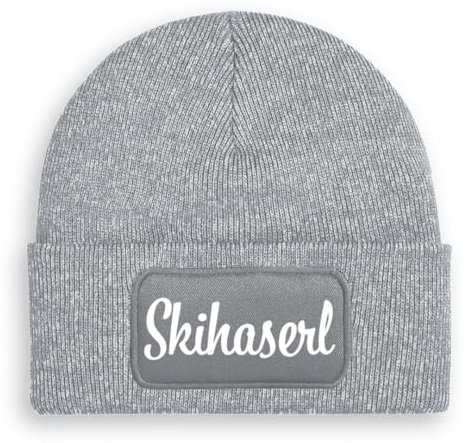 Prozente Momente Skihaserl - Beanie | Strickmütze | Wollmütze | Beanie mit Druck | lustige Sprüche | Apres-Ski | Winter | Grau meliert