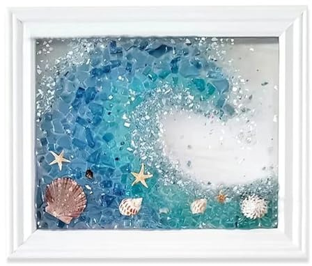 LYJZYXGS DIY Resin Beach Art Kit Ocean Painting Kit Adult Art Craft Kit Modern Coastal Style Resin Sea Glass Crushed Glass Shell Unisex Not Foldable