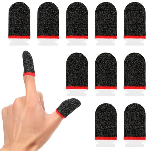 TIESOME 10 Paar Gaming Finger Sleeve, Finger Sleeves Atmungsaktive Schweißhemmende Gaming Handschuhe Gaming Zubehör für Jedes Spiel und Mobilgerät