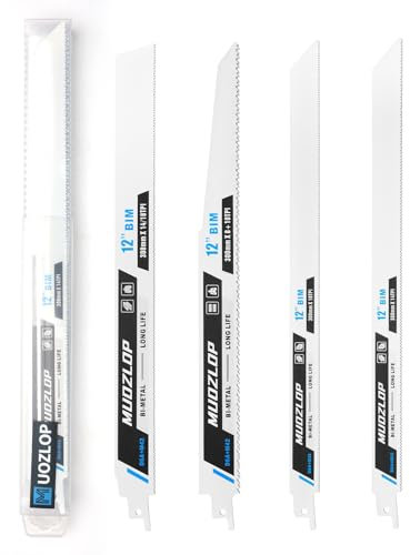 MUOZLOP 4 Pack Säbelsägeblätter Set, Sägeblätter für Säbelsäge aus CRV & BIM ,für Holz/Metall Säbelsägeblätter inkl Box (4 Stück)