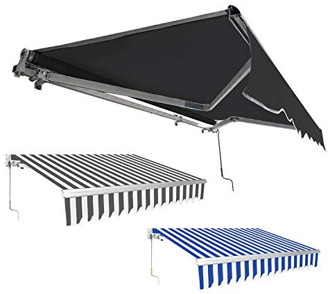Izrielar Gelenkarmmarkise 250x200cm – UV-beständige Markise Balkon, Reißfeste Einziehbare Markise mit Handkurbel (Grau)
