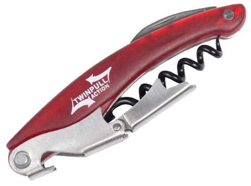 Waiters Friend Double Lever Corkscrew Action Wine Beer Bottle Opener (Red)