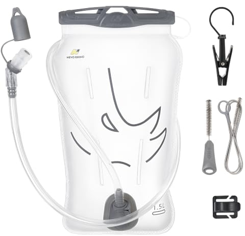 N NEVO RHINO Wasserblase 1,5 l - 2 Liter, BPA-freie Trinkblase für Wanderrucksack, Laufweste, auslaufsichere Wasserspeicher-Aufbewahrungstasche für Camping & Outdoor-Abenteuer