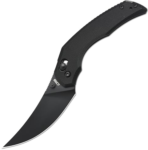CJRB Nanner Couteau de poche, lame en acier AR-RPM9 de 3,23 avec poignée G10, couteau Sharp EDC avec verrouillage croisé pour camping, randonnée, conçu par Dustin Rhodes (J1955 noir)
