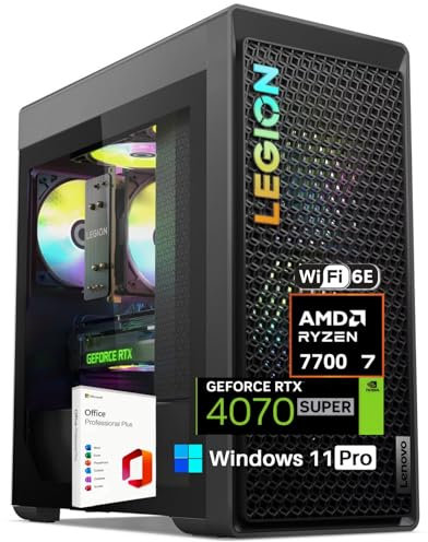 Lenovo Legion T5 Gen 8 Gaming Tower PC desktop, AMD Ryzen 7700(Beat i9), NVIDIA RTX 4070 Super 12GB GDDR6X, 64 GB DDR5, 4TB SSD, WiFi 6E, BT5.3, Windows 11 Pro, KB & Mouse Set
