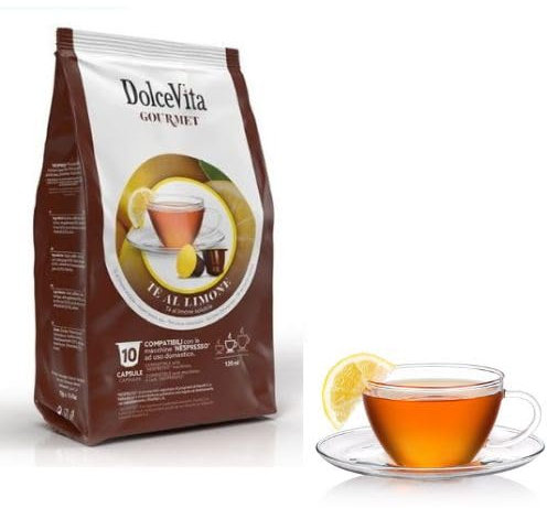 60 Capsule TE' al LIMONE a Marchio DOLCE VITA Compatibili con Nespresso - Senza Glutine - Senza Lattosio - Senza Caffeina - 6 Sacchetti da 10 Capsule compatibili con Macchine Caffè Nespresso –