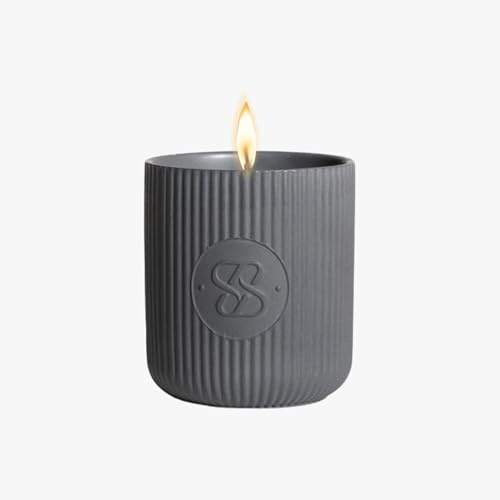 SENZOU Keramik Duftkerze aus Sojawachs | Charcoal | White Sage | Für Wellness, Self-Care & Entspannung | Minimalistisches Wohnaccessoire | Aromatische Wohlfühlatmosphäre