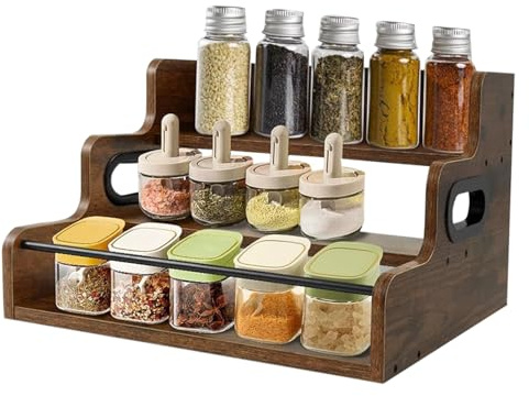 Bar Bottle Display Shelf 3-Tier Vintage Wood Wine Bottle Display