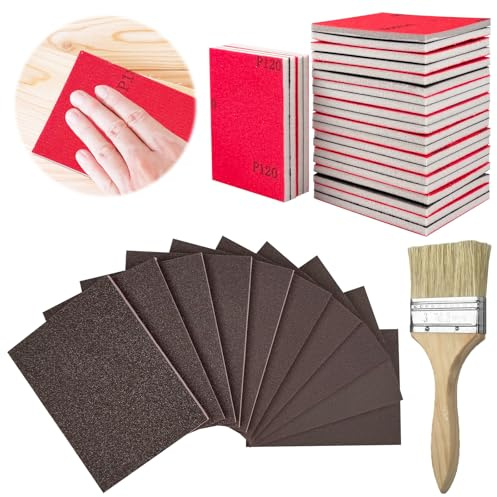 RoyalChic 24 Pcs Éponges à Poncer, Grains 120-3000 Papier Abrasif Flexibles | 120/180/320/400/500-600/800-1000/1200-1500/2000/2500/3000 Eponge Abrasive Sec et Humide, Pour Cloisons Sèches Métal Peinture