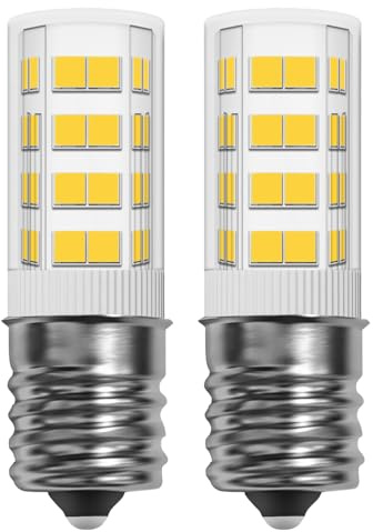 Bonping 2Pack Microwave Parts 4W T7/ T8 Type E17 LED Light Bulb AC 200V -240V,400LM No Flicker, for Freezer & Refrigerator,Microwave,Range Vent Hood, E-17 Intermediate Base (Cool White 6000K)