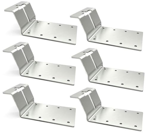 FACAIIO Schwerlast-T-Pfostenhalterungen, verstärkter Stahl zur Montage von Halterungen für Schilder, Zäune, für Briefkästen und Außenstrukturen, 6er-Pack