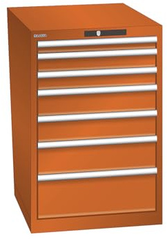 kaiserkraft | ESD-Schubladenschrank | BxTxH 564 x 725 x 850 mm | 7 Schubladen | Traglast 75 kg | orange