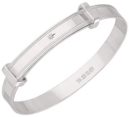 Sterling Silver Diamond Expander Bangle Childs 2.213cm Internal Diameter