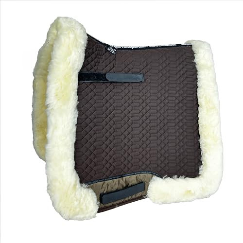Engel Reitsport | SCHABRA3-D-MOC-MED | Schabracke | Lammfell Fully Lined | Steppstoff | Fellkranz rundherum | Dressur | Stoff Mocca Fell med.