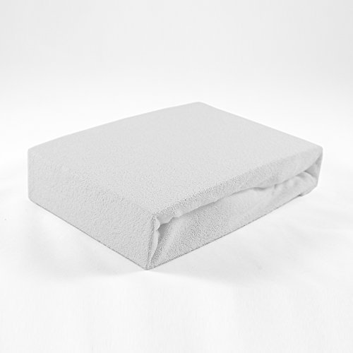 Kuscheliges Premium Spannbettlaken Frottee 70 x 140 cm atmungsaktiv, für Baby- und Kindermatratzen (Weiss)