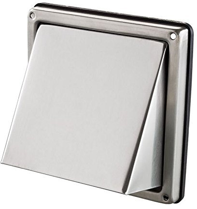 Griglia parapioggia di ventilazione rettangolare, 100 x 125 x 150 mm, in acciaio inox V2A, Argento