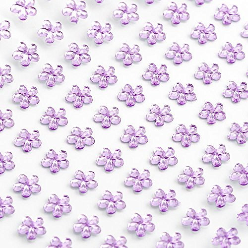 6mm Lilac Flower ✽ Self Adhesive Stick on Gems ✽ 100 per Sheet