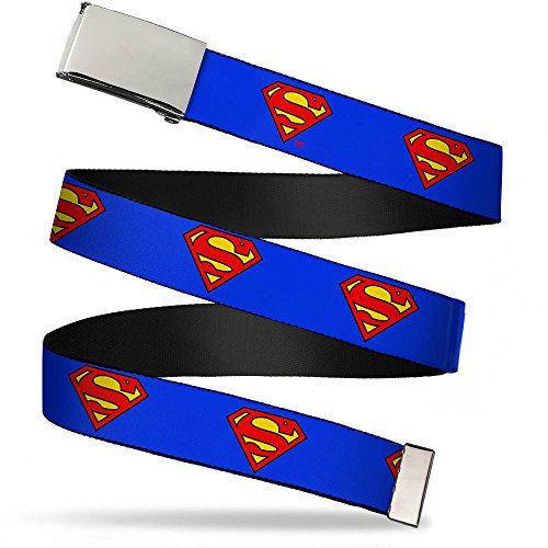 Buckle-Down 4075 Accessoires (4075 Accessories) Webgürtel-Superman Shield Blau Gürtel, 4 cm Breit-107 cm Hosen