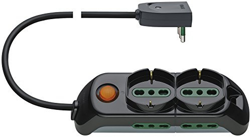 VIMAR FP00521.C Presa Multipla con Interruttore Luminoso, 2 Prese universali, 4 Biprese Sicury, 1.5 m, Nero