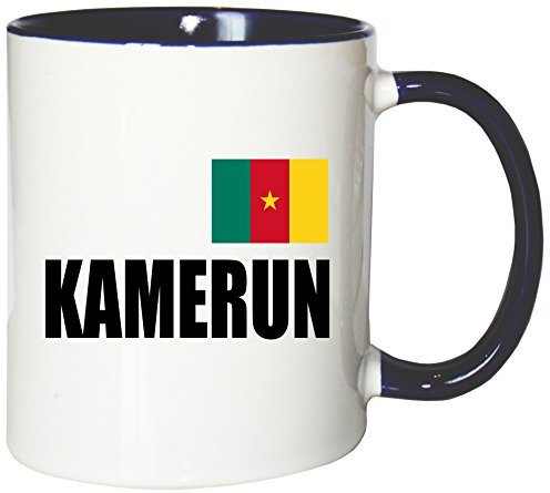 Mister Merchandise Kaffeetasse Kamerun Fahne Flag Teetasse Becher, Farbe: Weiß-Blau