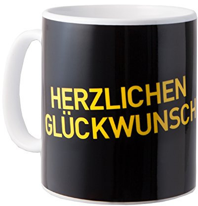 BVB Tasse Herzlichen Glückwunsch, Keramik, Schwarz/Gelb/Weiß, 10 x 10 x 15 cm
