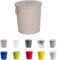 Jinfa Cubo basura metalico grande cenizas basuras reciclaje exterior jardin con asas y tapa | Beige | Diámetro Ø 42 cm - Altura 47,5 cm | Capacidad: 62 litros