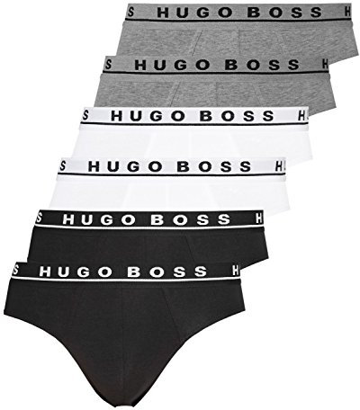 BOSS Hugo Herren Slips Briefs Unterhosen 50325402 6er Pack, Farbe:Mehrfarbig, Wäschegröße:S, Artikel:-999 Black/Grey/White
