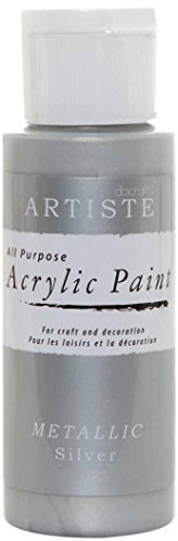 Artiste Acrylic Paint 59ml 2Oz Metallic Silver, Quick-Drying Professional Art, Craft and Hobby Artists Paint, Vibrant Colour, Water-Based Paints Cover All Surfaces with Ease, Ideal for Travel Artists