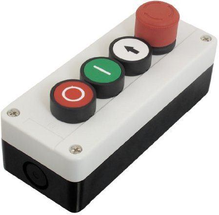 sourcing map Parada de emergencia Momentáneo NC Rojo NO Blanco Verde Estación de interruptor de botón pulsador