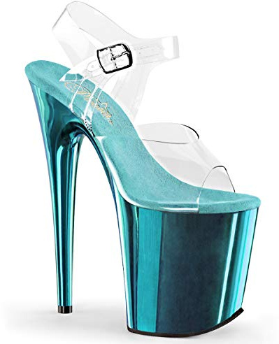 Pleaser FLAMINGO-808 CLR/Turquoise Chrome UK 7 (EU 40)