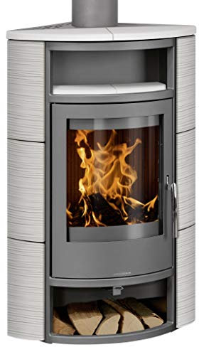 Oranier 5476 81 Polar Eck Kaminofen Gussgrau/Kachel Seidenweiß/A+