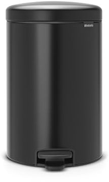 Brabantia 114106 Treteimer mit Inneneimer aus Kunststoff, stahl, matt schwarz, 20 Liter