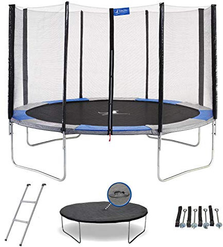 Kangui - Trampoline Rond Ø360cm avec Filet, échelle, bâche et kit d'ancrage - RALLI 360
