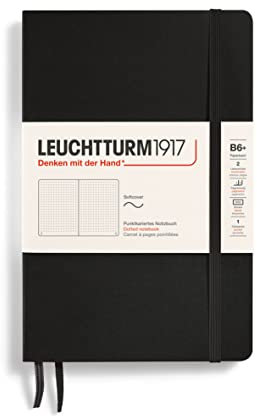 LEUCHTTURM1917 358291 Notizbuch Paperback (B6+), Softcover, 123 nummerierte Seiten, dotted, Schwarz