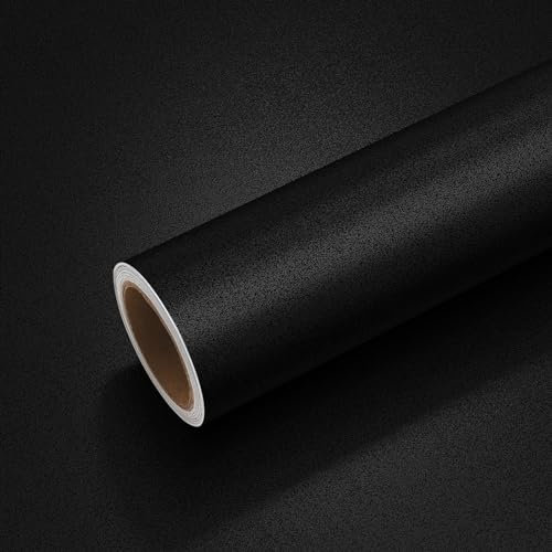 VEELIKE Papier Peint Adhesif Noir 40 cm × 900 cm Papier Peint Autocollant Noir Mat Décoration Cuisine Lavable Mural Rouleau Adhesif pour Meuble Chambre Salle de Bain Amovible Stickers Meuble Deco