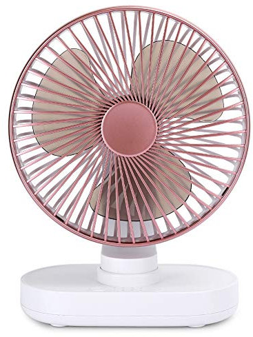 Mini USB Desk Fan, 4Speed Small Quiet Fan, Personal Rechargeable Table Shaking Fans with 90 Degrees Rotate for Home Office Desktop(Rose Gold)
