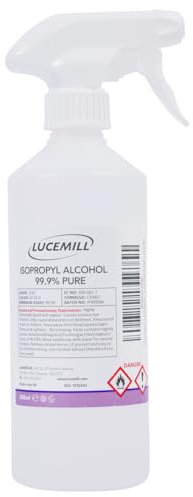 Lucemill 99.9% Isopropyl Alcohol | 500ml | Super Strength IPA Surface Sanitiser | 99.9% Isopropyl Alcohol | Clear Liquid | Comes with Trigger Spray