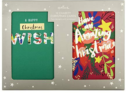 Hallmark Weihnachtskarten für Wohltätigkeitsorganisationen, 12 Karten in 2 modernen Designs