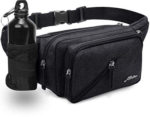 Afreter Hüfttasche zum Wandern, wasserdicht, mit Flaschenhalter, für Laufen, Reisen, Radfahren, Outdoor-Sport, Herren und Damen, Schwarz