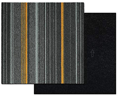 Paris Carpet Tile, Loose Lay Commercial Carpet Flooring Mats, Robust & Easy Care, Floor Covering Tile for Office and Home, Striped Design (50 x 50 cm, Anthracite)