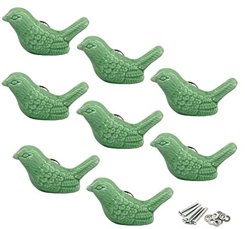 Zerniple Türknäufe aus Keramik, Grün, für Kinderzimmer, 8 Stück