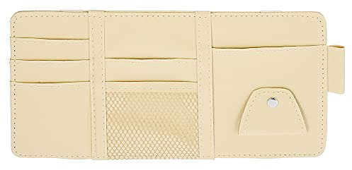 X AUTOHAUX Car Sun Visor Organizer Storage Pocket Pouch for Pen CD Card Beige